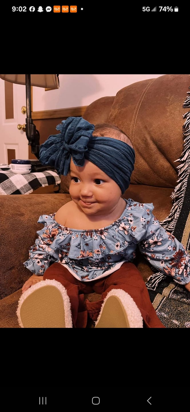 Customer photo review of Ruffled Headband- Chestnut