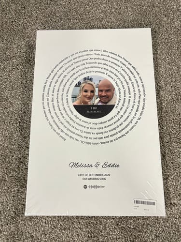 Customer photo review of Custom Music Lyrics Canvas