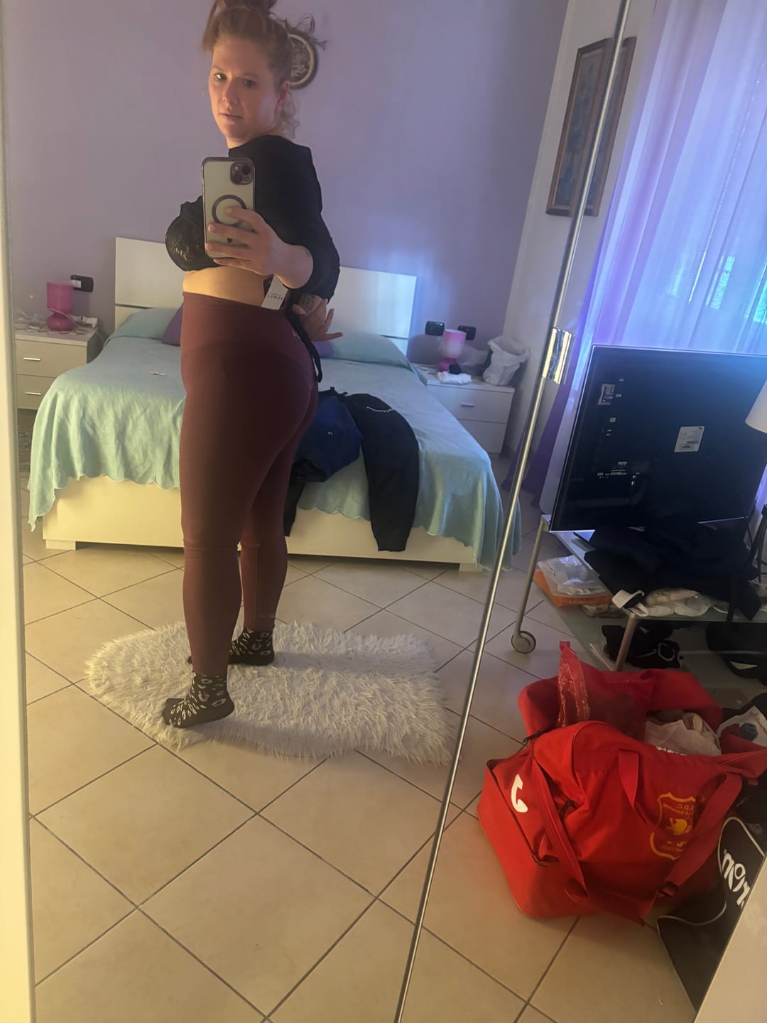 Customer photo review of Leggings Push up Gym Fashion Merlot