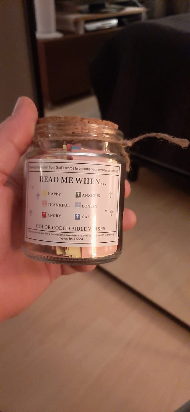 Customer photo review of (GIFTING OFFER) Handmade 90 Day Bible Verses Jar (Comes With Christian Gift Box)