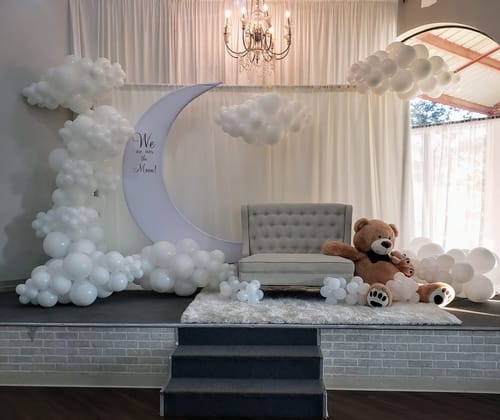 Customer photo review of 6.5ft Portable Crescent Moon Shape Stand for Baby Showers & Birthday & Wedding Events