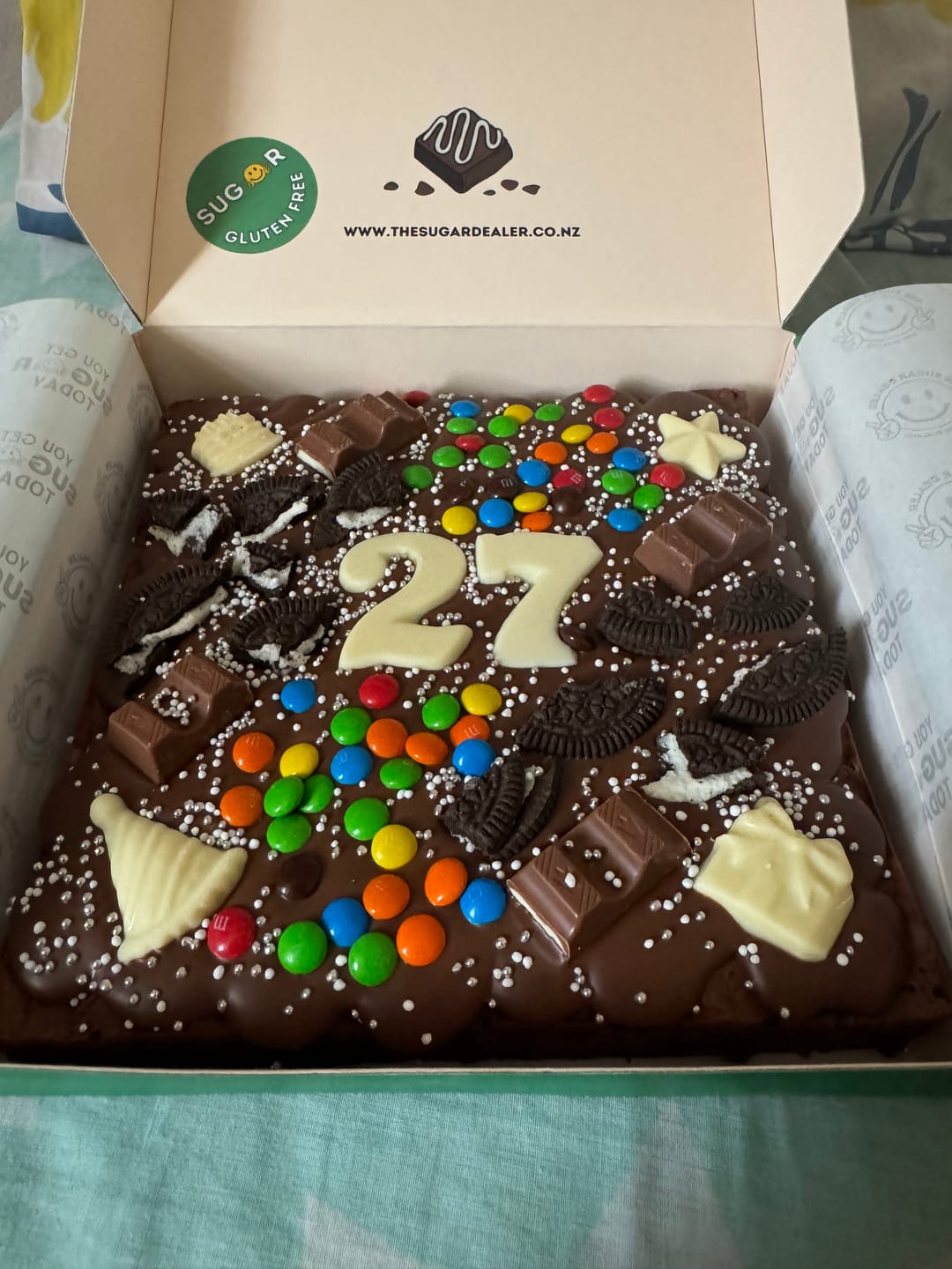 Customer photo review of Gluten free custom message brownie