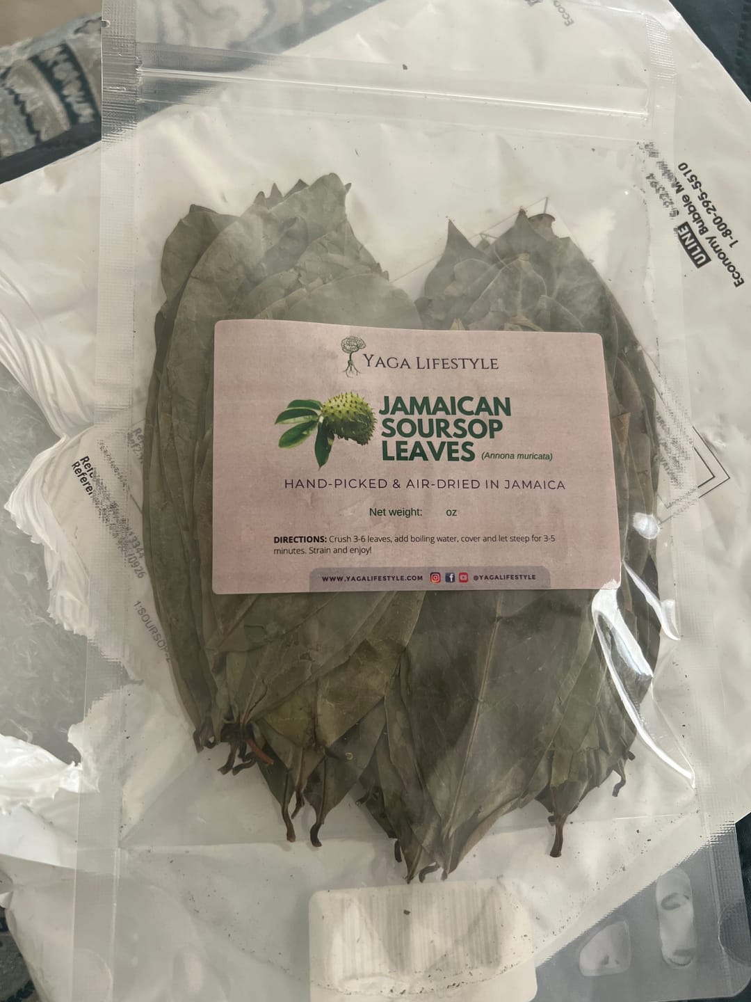 Customer photo review of Jamaican Soursop Leaves (Hand-picked, Air-dried whole leaves)