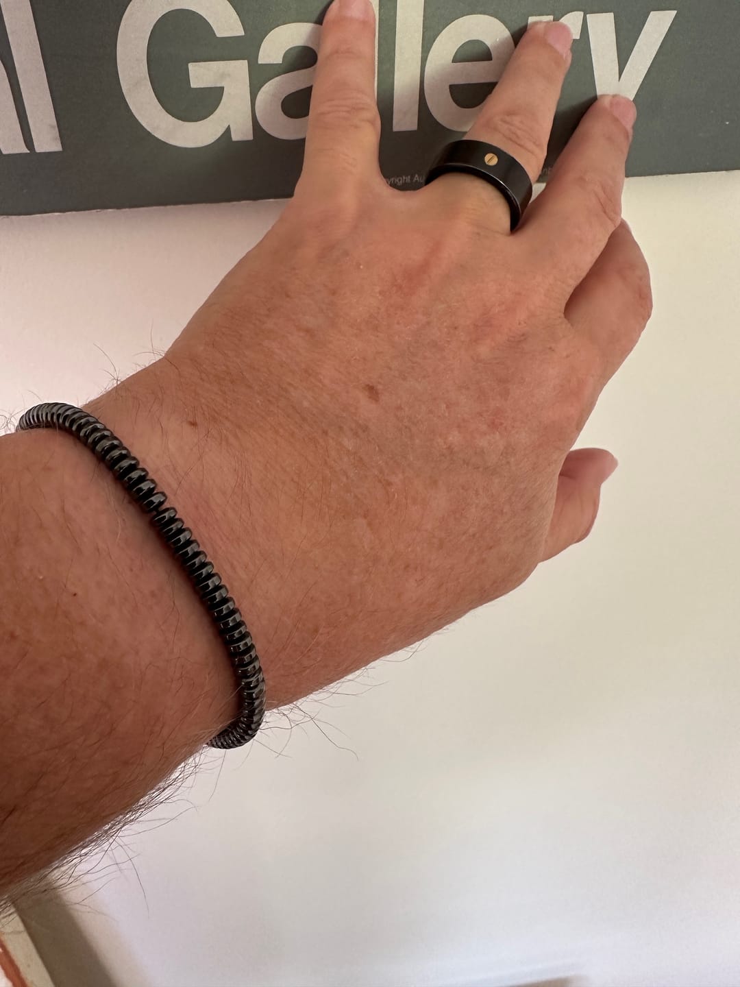 Customer photo review of Men's Hematite Stone Bracelet