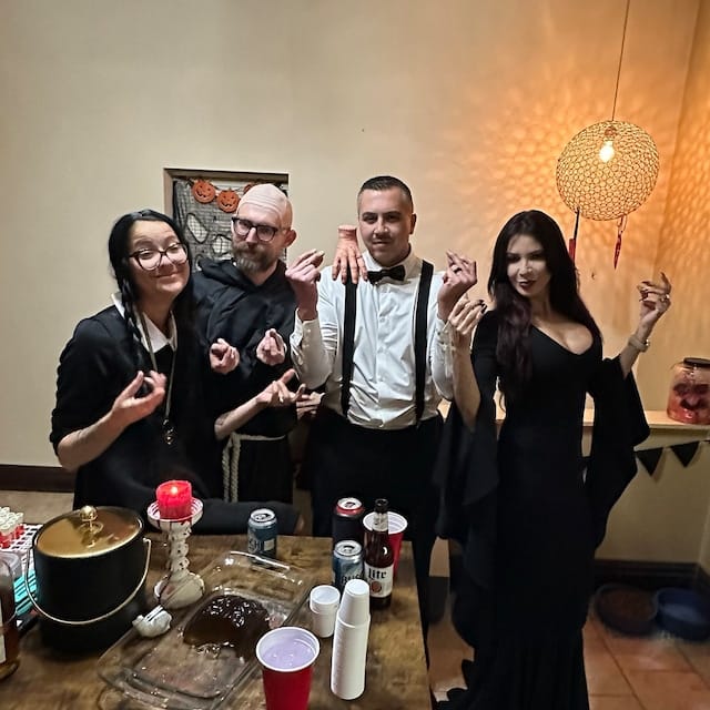 Customer photo review of Morticia Puddle Train Gown Dress