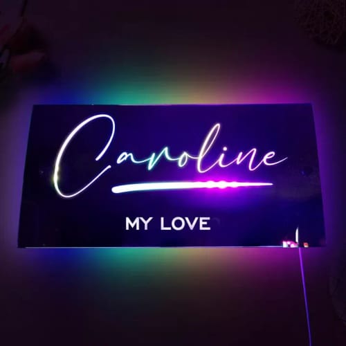 Customer photo review of Personalized Name Mirror - Light Up Mirror