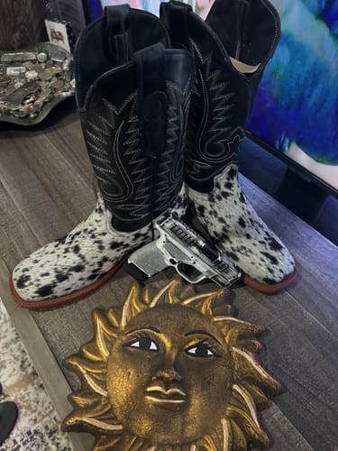 Customer photo review of Men’s Matte Black Python Boots—Square Toe