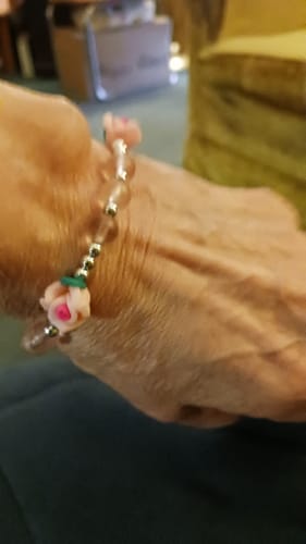 Customer photo review of FREE Pink Roses Rosary Bracelet