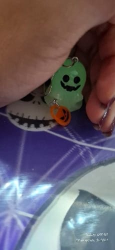 Customer photo review of 👻 Glow in the Dark Ghosties Necklace & Earring Set👻