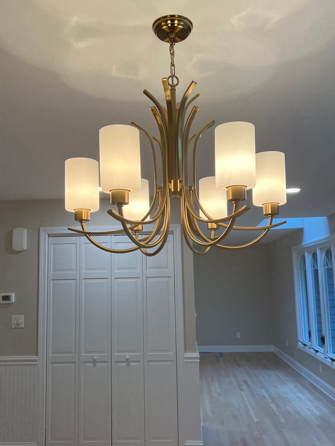 Customer photo review of French 6-Light Frosted Glass Shade Scrolling Chandelier