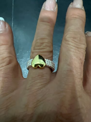 Customer photo review of Heart Medallion Textured Triple Row Ring