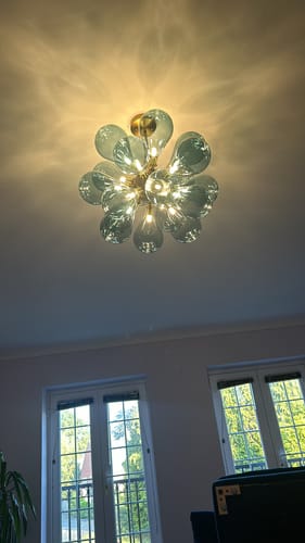 Customer photo review of Modern Blue Frosted Glass Bubble Sputnik Chandelier