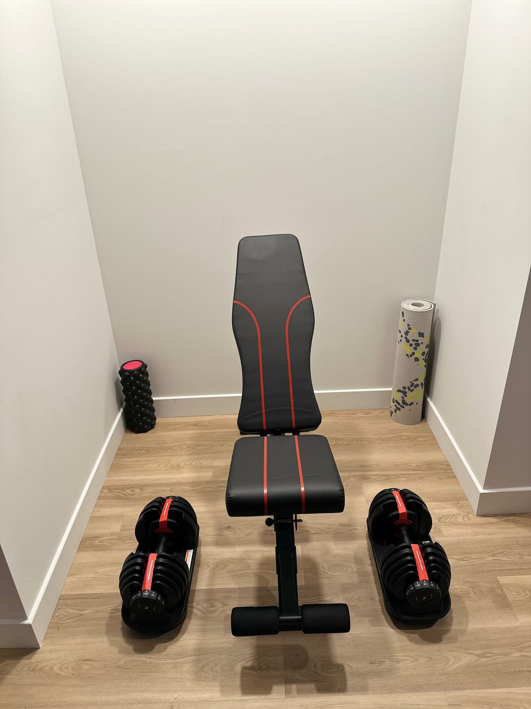 Customer photo review of Bundle : Adjustable Dumbbells (5-52.5lbs) Set Of Two + Adjustable Benchpress