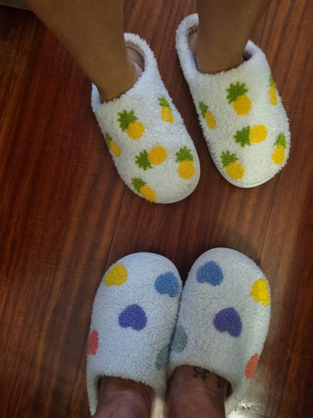 Customer photo review of Zia Colorful Heart Slippers