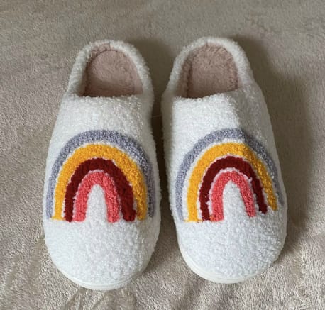 Customer photo review of Emma Rainbow Plush Slippers