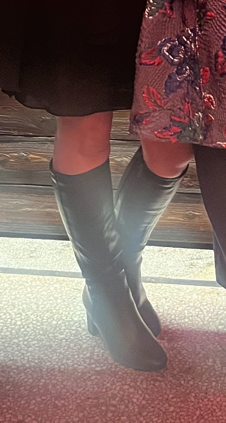 Customer photo review of Avocado Knee High Boots