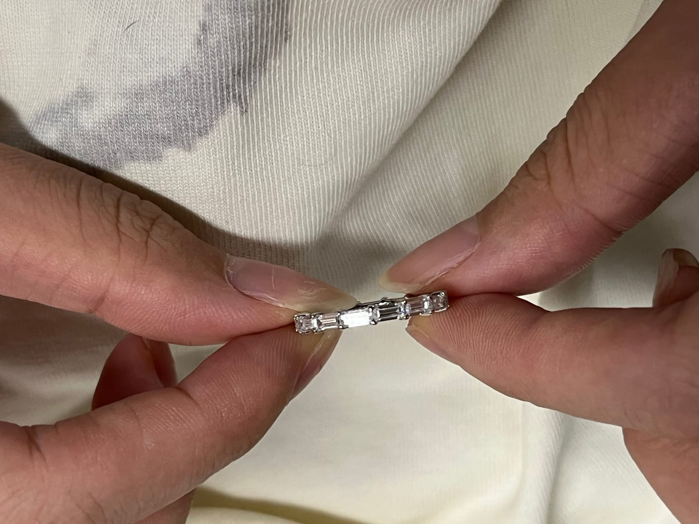 Customer photo review of S925 Louily 2.0Ct Emerald Cut Stunning Full Wedding Band Stackable Band For Women