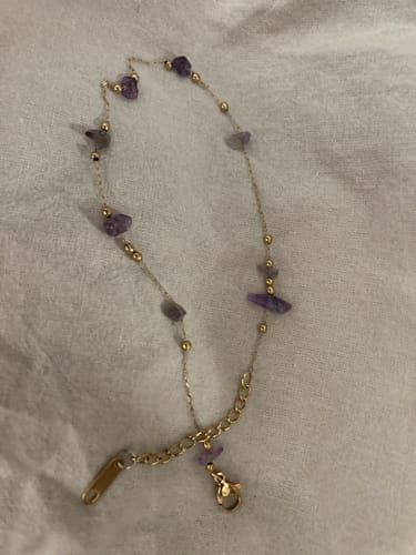 Customer photo review of Amethyst Stone Anklet
