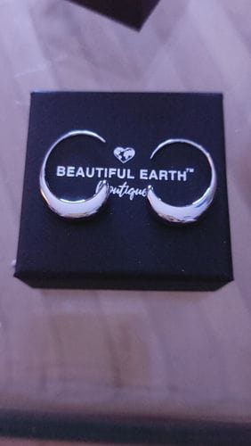 Customer photo review of Classic Drop Hoop Earrings