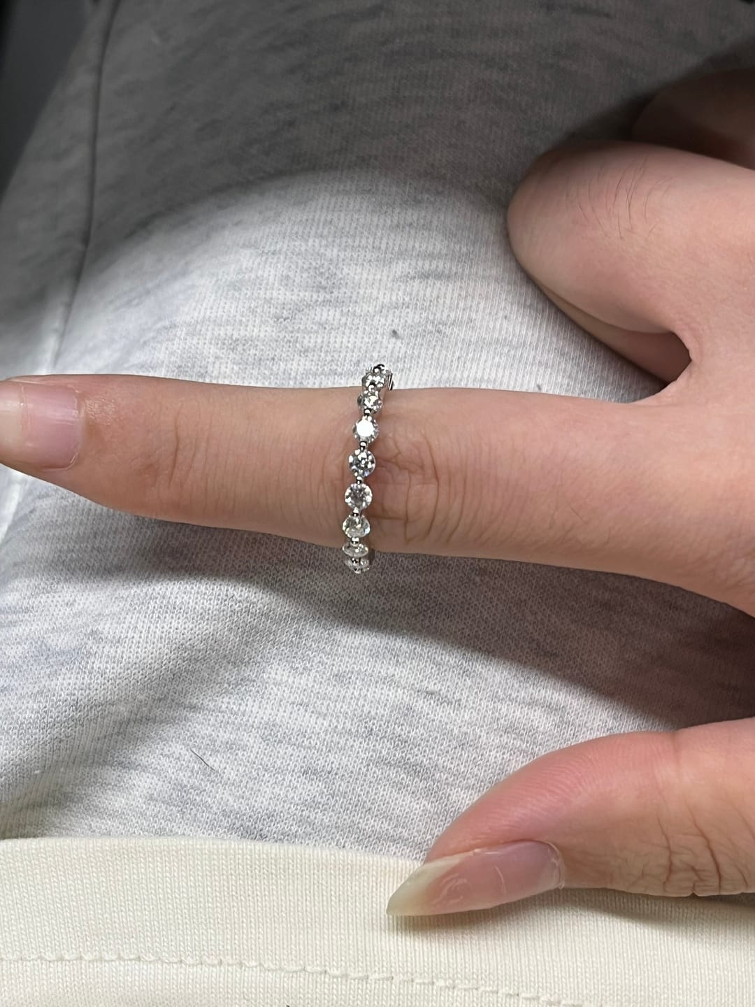 Customer photo review of Louily Fashion Eternity Round Cut 1.5 Ct Wedding Band In Sterling Silver