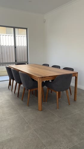 Customer photo review of Lachlan 240cm Dining Table in Wormy Chestnut