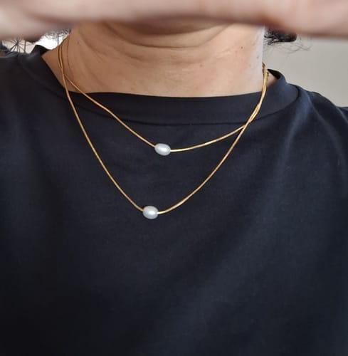 Customer photo review of Layered Freshwater Pearl Necklace