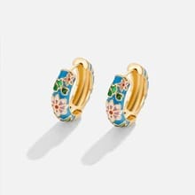 Customer photo review of Gold Hoop Flower Earrings