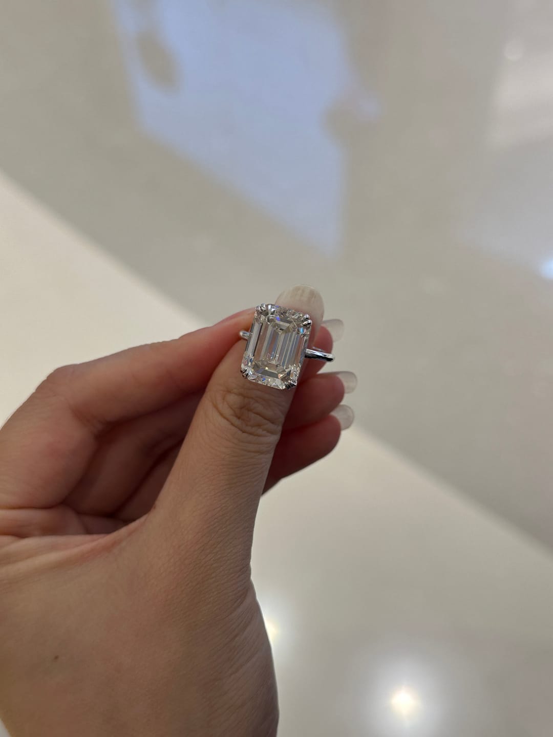 Customer photo review of S925 5.0/11.5 Ct Emerald Cut Engagement Ring In Sterling Silver Classic Everyday Wearable Ring