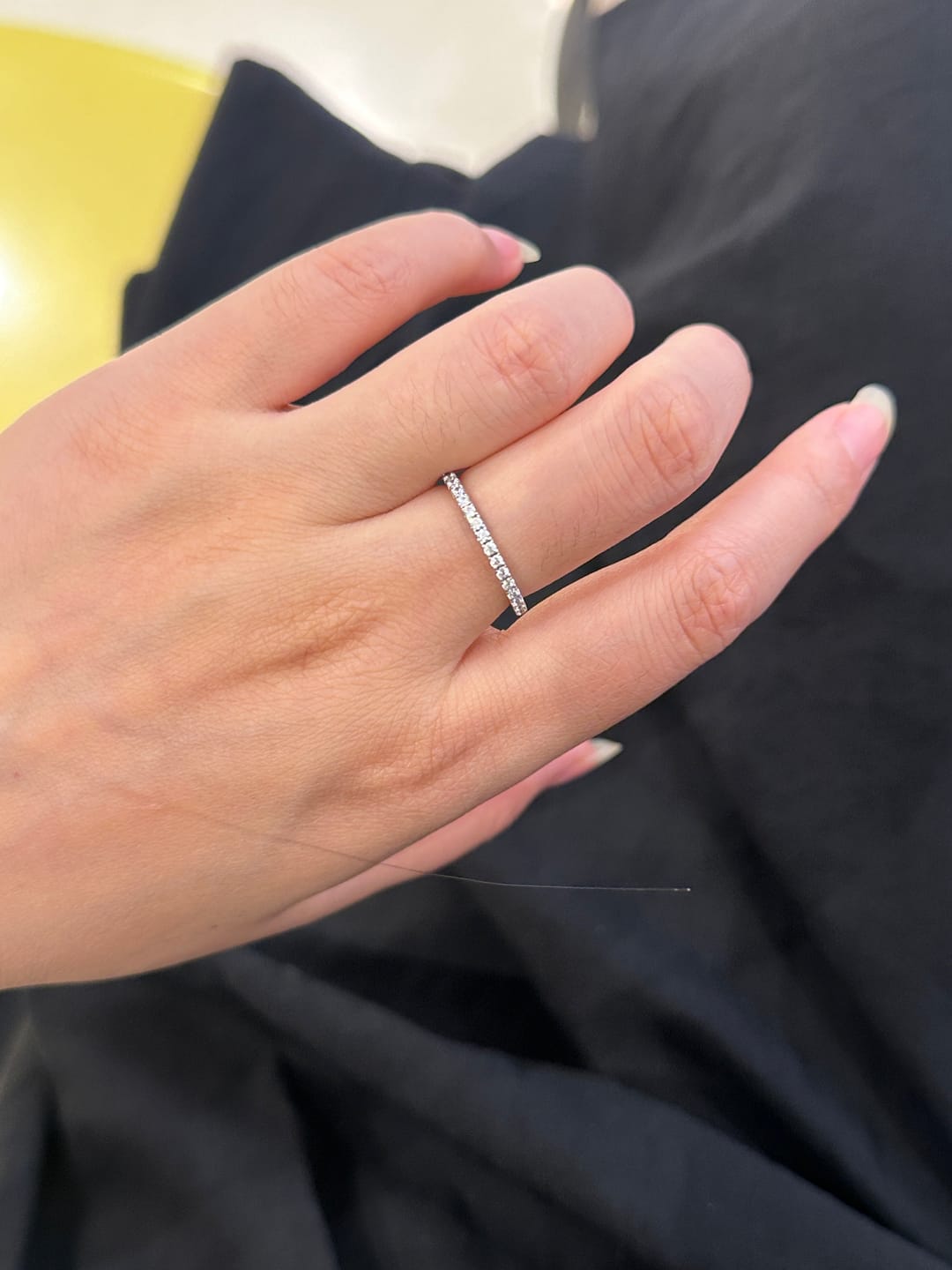 Customer photo review of S925 Louily Half Eternity Thin Women's Wedding Band In Sterling Silver Stackable Ring For Women