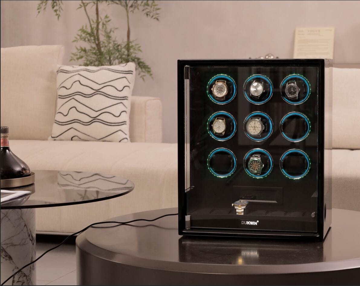 Customer photo review of VIRTUOSO - 9 Watch Winders with Fingerprint Lock Extra 6 Watches Storage RGB Light Japanese Motors - Black