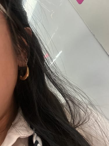Customer photo review of Classic Drop Hoop Earrings