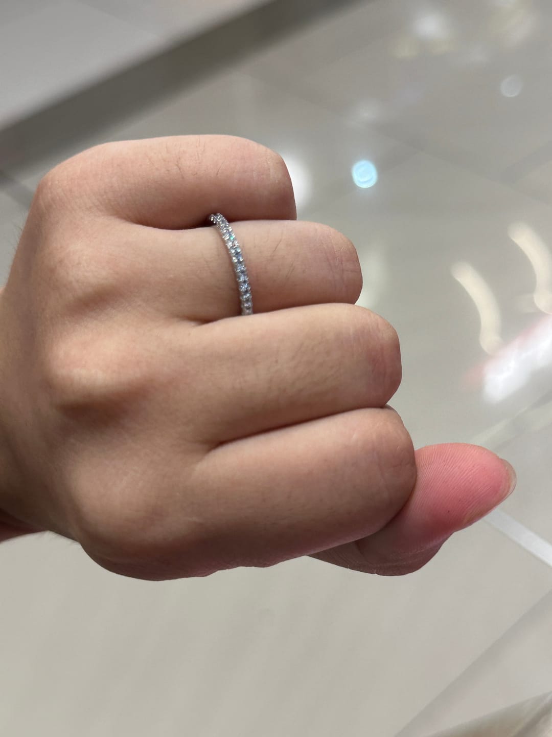 Customer photo review of Louily 0.5 Ct Round Cut Classic Full Eternity Thin Wedding Band For Women In Sterling Silver