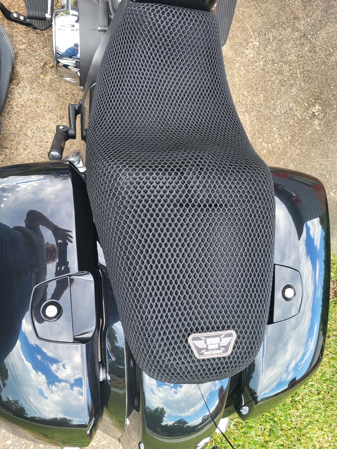 Wind Rider mesh seat cover on a Indian Challenger