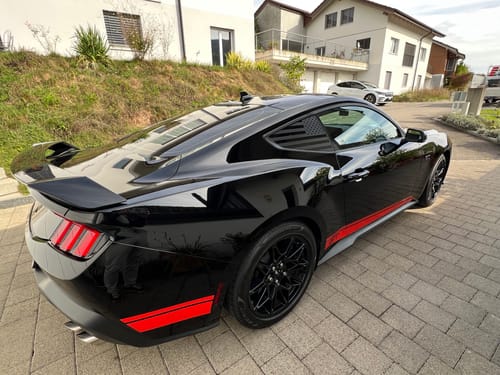 Customer photo review of US flag pre-cut accent decal fits 2024 Ford Mustang quarter windows