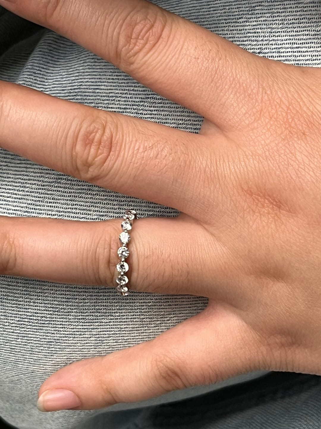 Customer photo review of Louily Fashion Eternity Round Cut 1.5 Ct Wedding Band In Sterling Silver