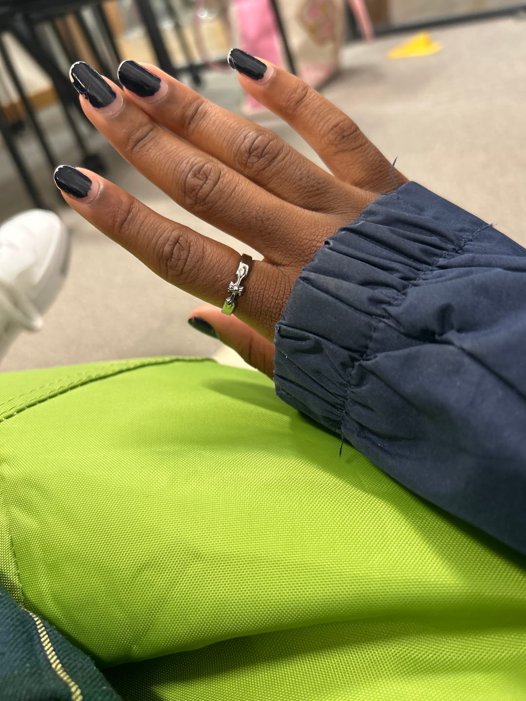 Customer photo review of Chrome Cross Ring Band
