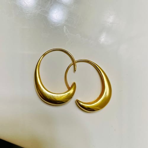 Customer photo review of Classic Drop Hoop Earrings