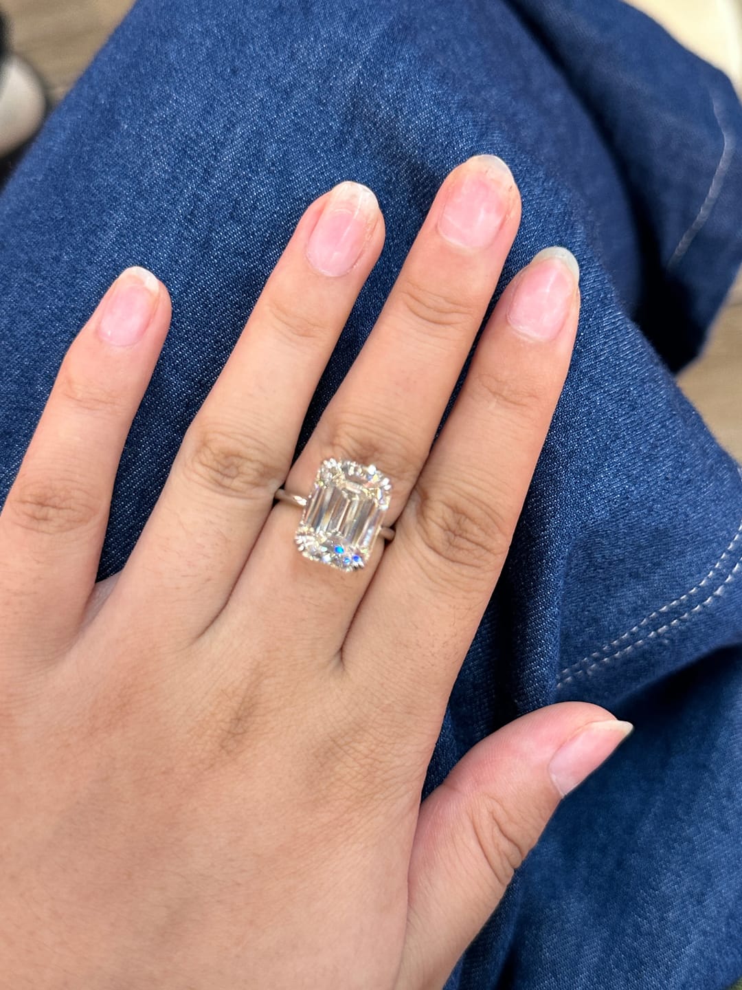 Customer photo review of S925 5.0/11.5 Ct Emerald Cut Engagement Ring In Sterling Silver Classic Everyday Wearable Ring