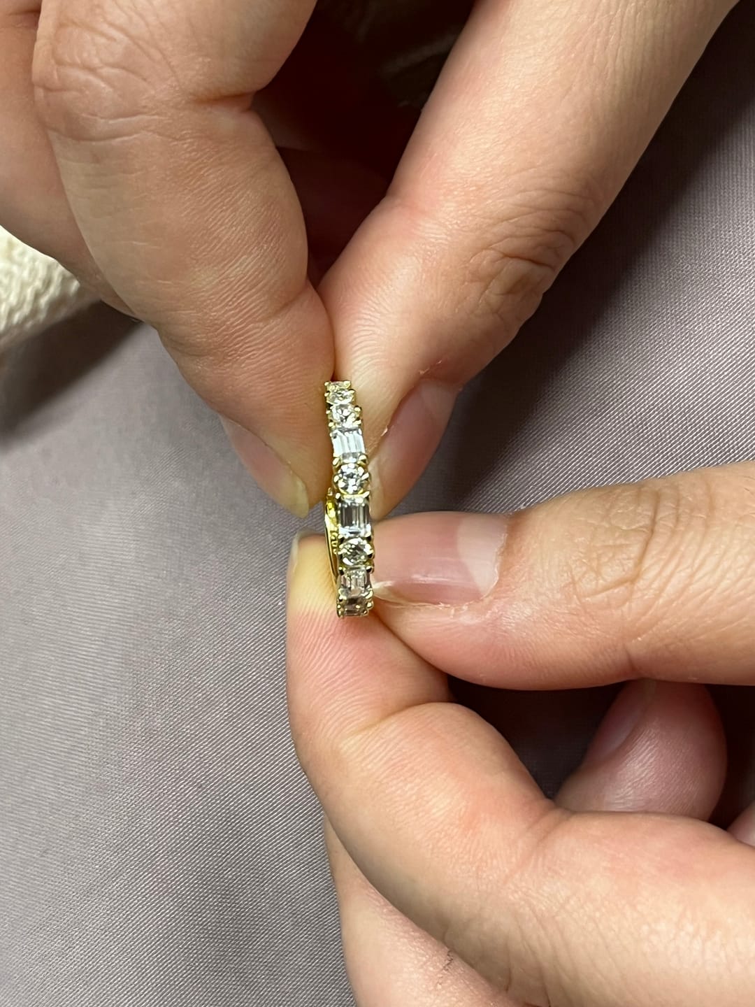 Customer photo review of S925 2.5 Carat Cushion Cut Women's Wedding Band In Sterling Silver Stackable Ring
