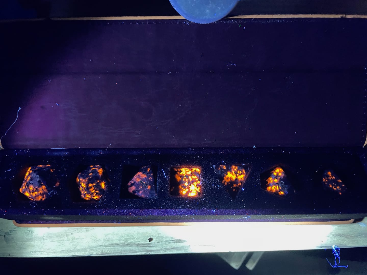 Customer photo review of Gemstone Yooperlite Hand Carved (And Box) DND Dice Set
