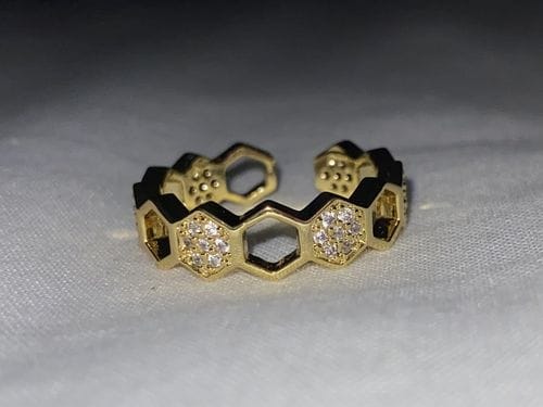 Customer photo review of Gold & Crystal Honeycomb Ring