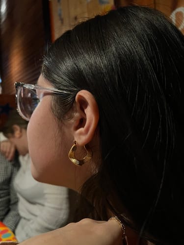 Customer photo review of Geometric Wave Gold Hoop Earrings
