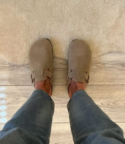 Customer photo review of Nordic Suede Clogs