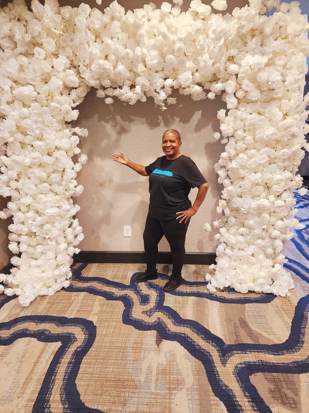 Customer photo review of White Fabric Artificial Flower Wall Arch Wedding Birthday Party Decoration