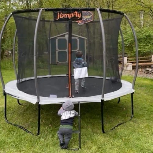 Customer photo review of Classic Outdoor Trampoline with Basketball Hoop