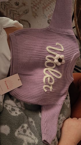 Customer photo review of Hand Knitted Personalized Sweater