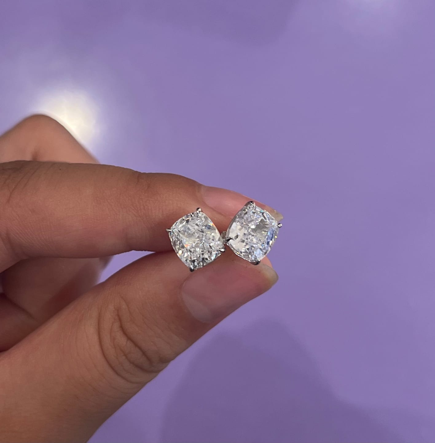 Customer photo review of S925 2.0Ct*2 Classic Cushion Cut Women's Stud Earrings In Sterling Silver For Everyday Wear