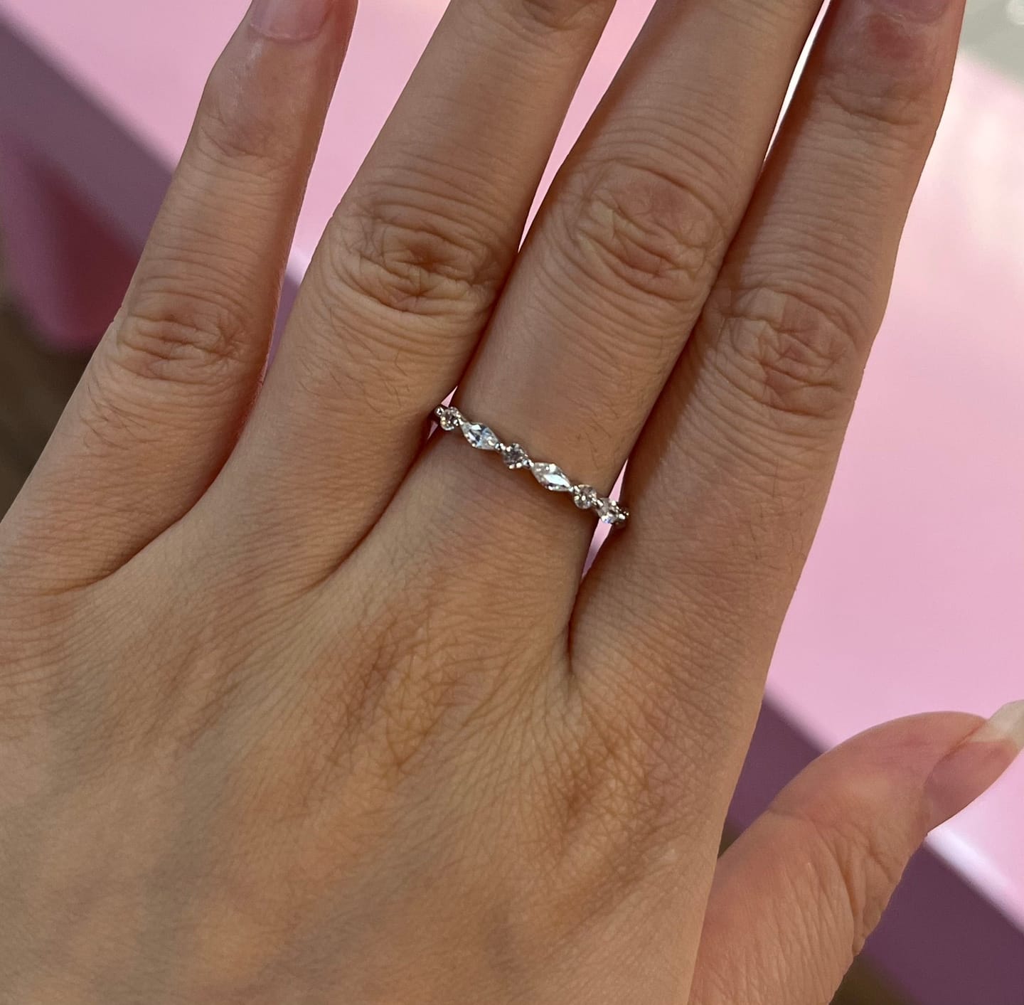 Customer photo review of S925 1.0 Ct Marquise Cut Half Eternity Wedding Band Stackable Ring For Everyday Wear