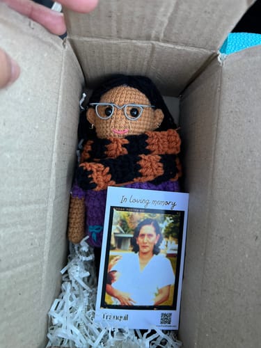 Customer photo review of Tranquil® - Personalized Crochet Doll with Photo Card