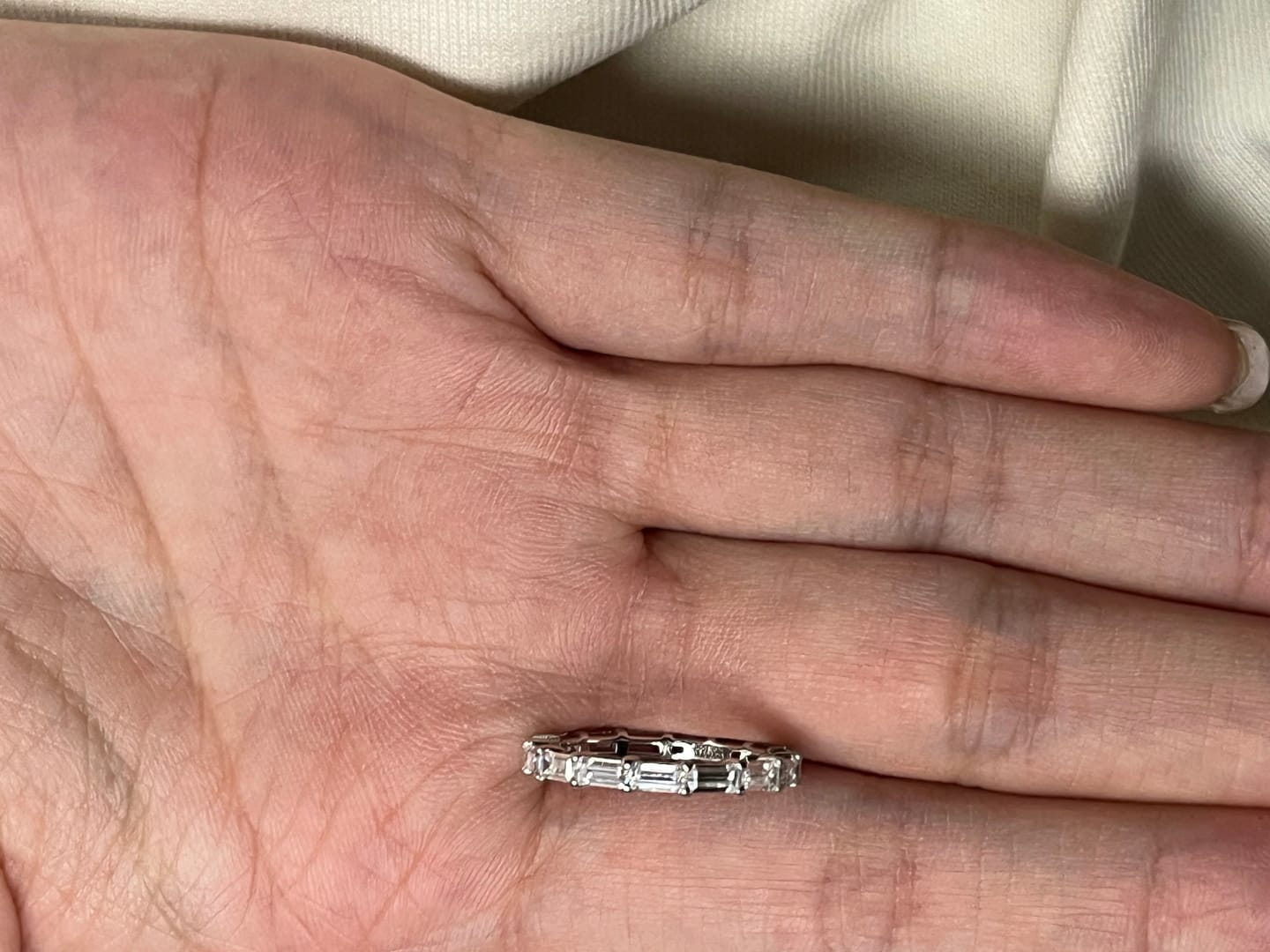 Customer photo review of S925 Louily 2.0Ct Emerald Cut Stunning Full Wedding Band Stackable Band For Women